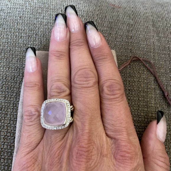 Authentic -David Yurman Albion  ring with Rose Quartz and diamonds - Picture 3 of 6